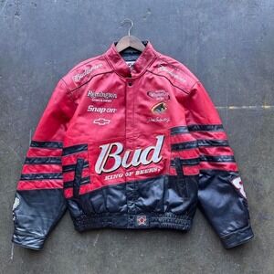 Vintage BudweiserJeff Hamilton Dale Earnhardt Jr. Leather Jacket Sz Large